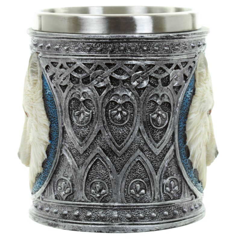 Decorative white wolf drinking cup