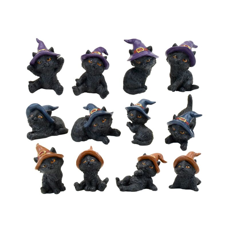Witches black cat miniatuur beeldjes