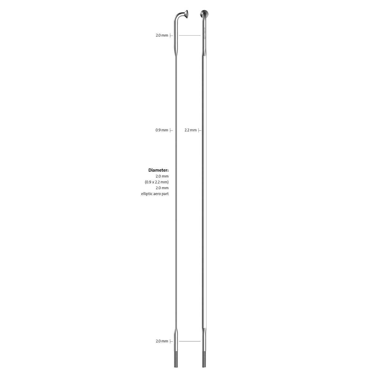 Sapim Spaak 14-276 CX-Ray Flat Silver s bradavkou (20st)