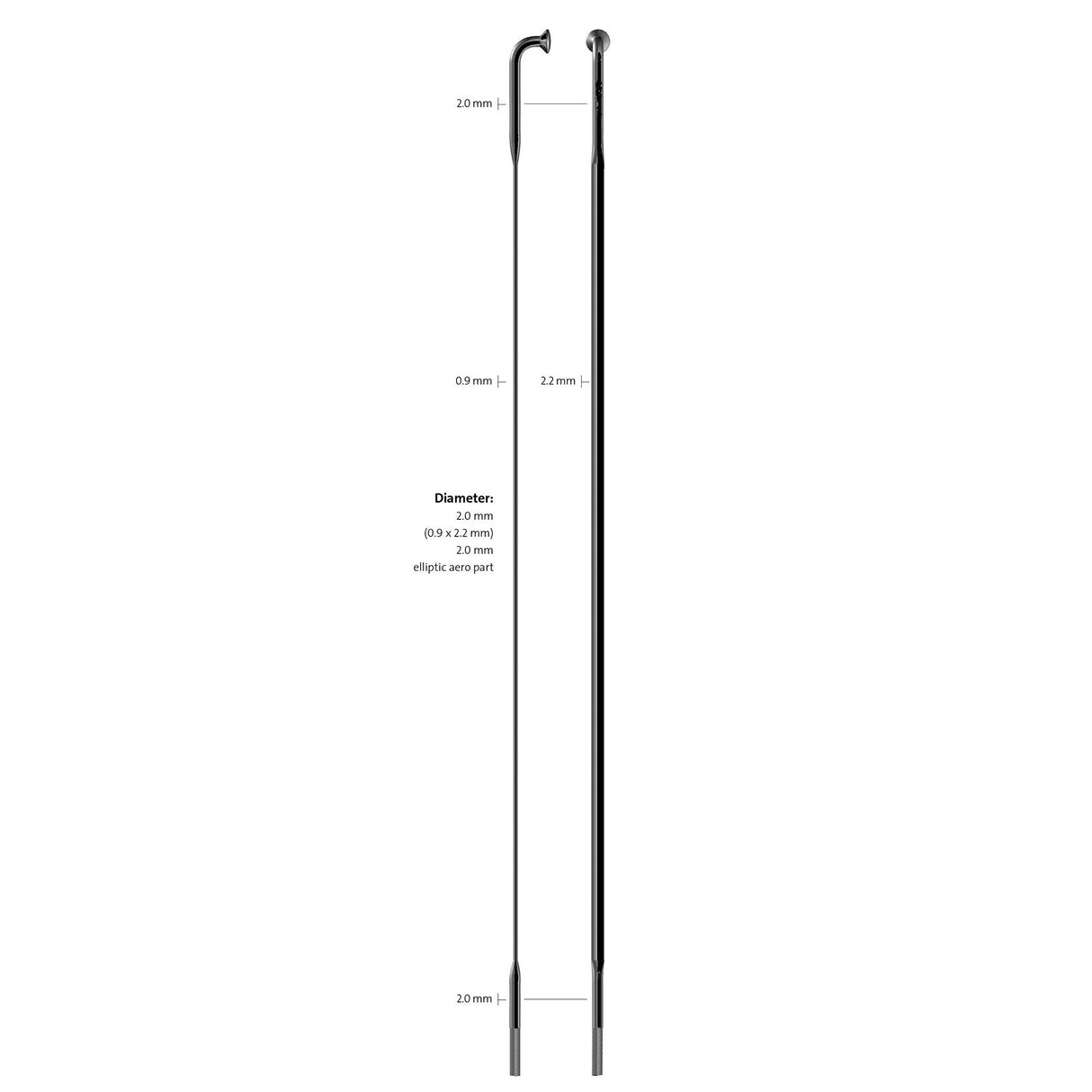 Sapim spoke 14-246 cx-ray flad sort uden nippel (100 stk)
