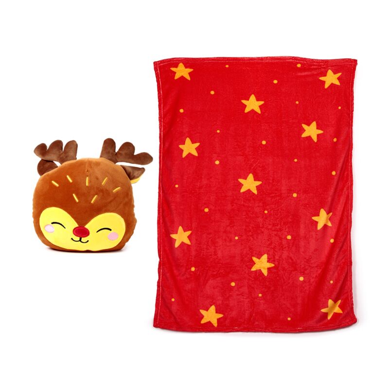 Blankeazzz Festive Christmas Rudolph 2-in-1 hug travel blanket