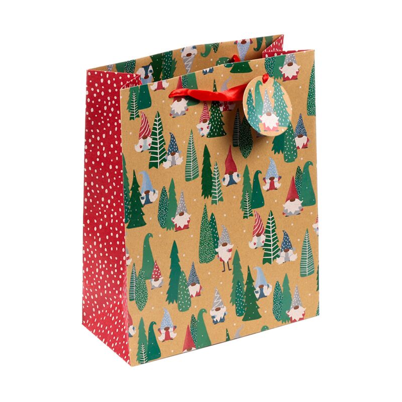 Christmas gnome jolly gonks gift bag large