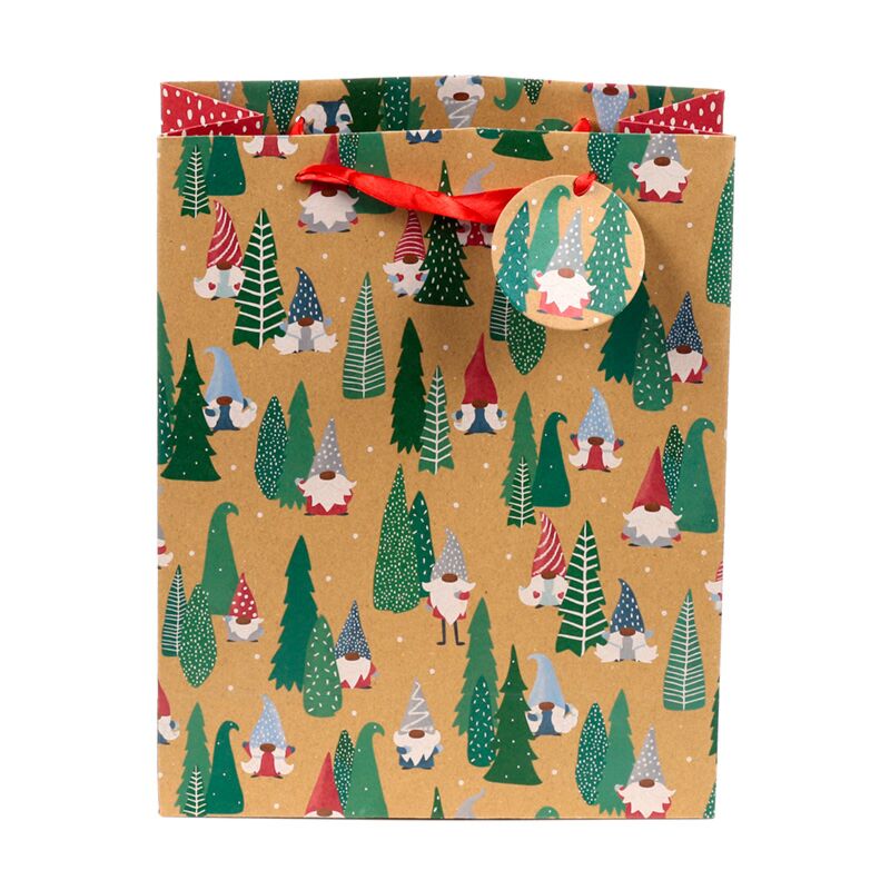 Christmas gnome jolly gonks gift bag large