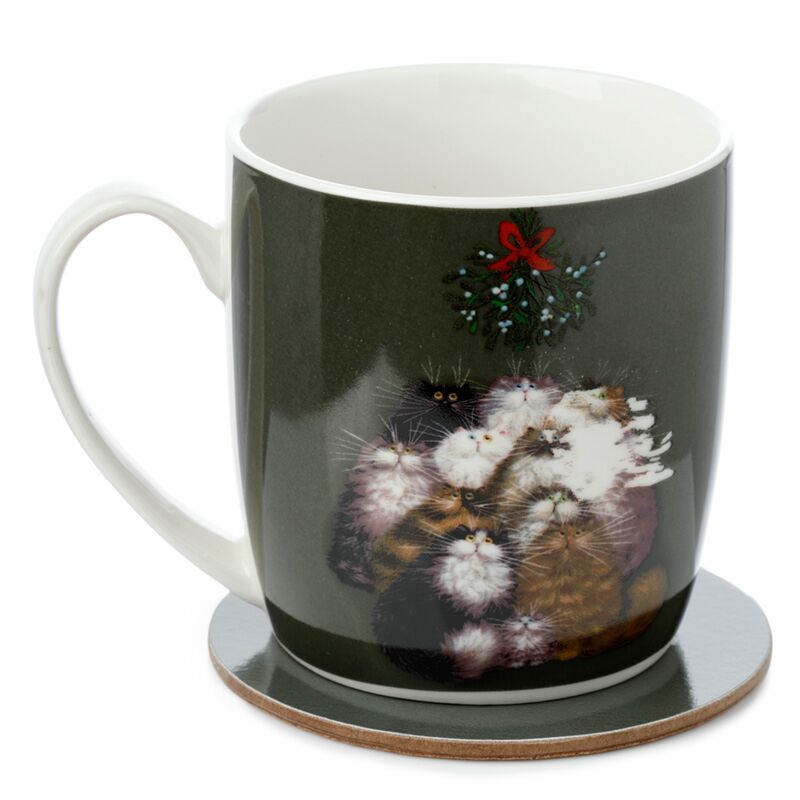 Kim Haskins 12 katte til juleporcelæn krus coaster