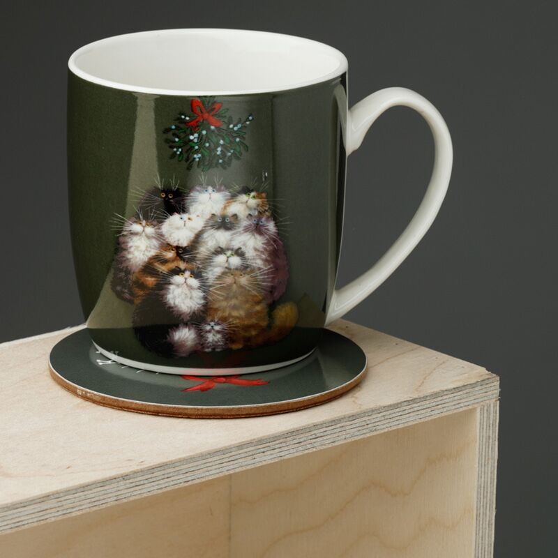 Kim Haskins 12 katte til juleporcelæn krus coaster