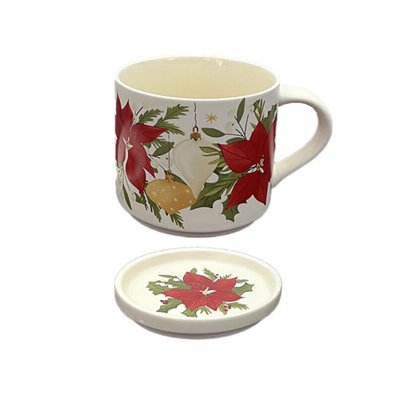 Botanical Christmas Porcelain Mug Coaster set
