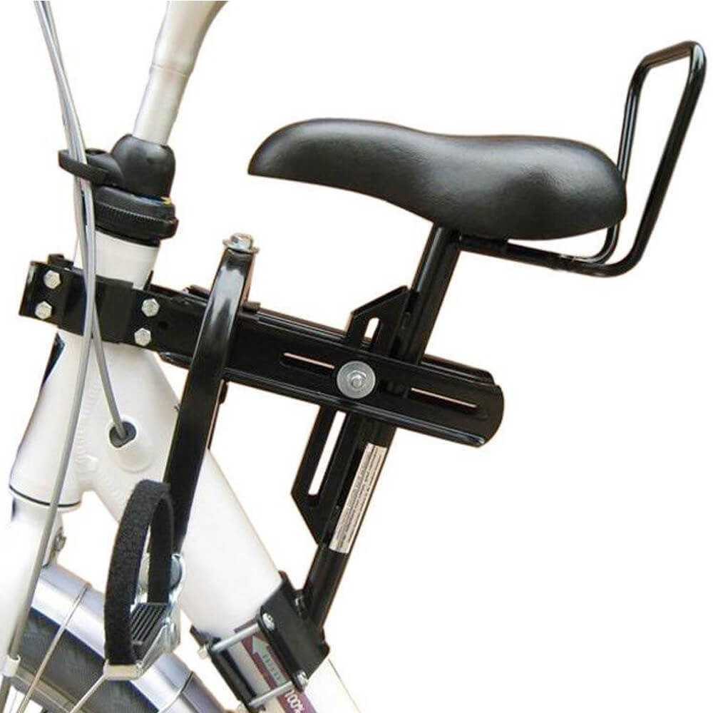 Saddle child seat on tube ladies bike