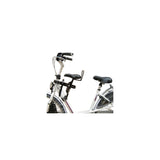 Saddle child seat on tube women's bicycle