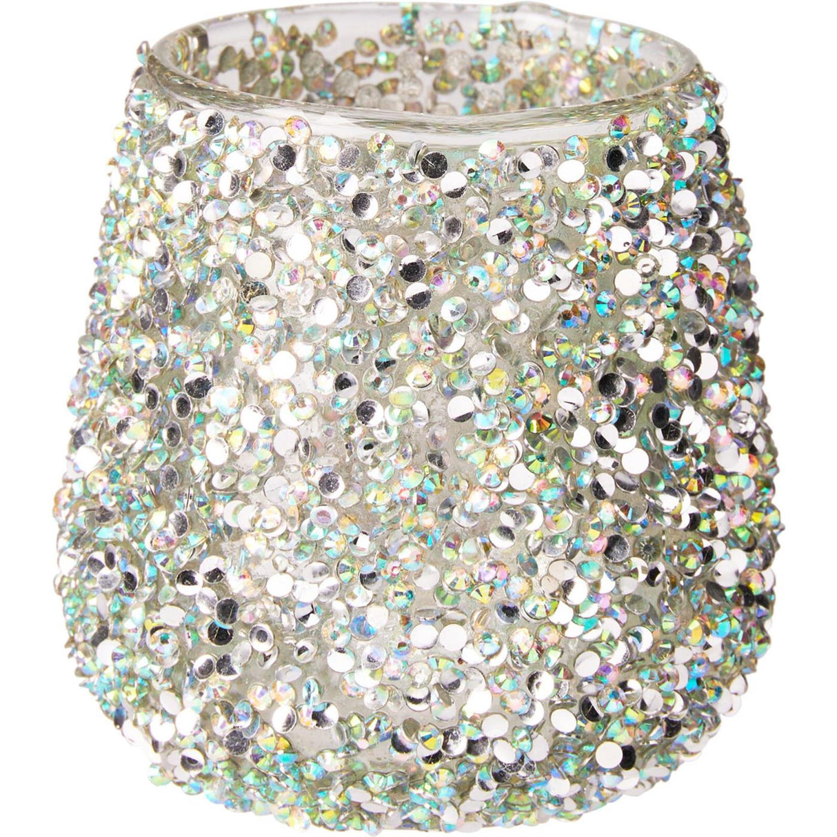 Home styling theelichthouder met kralen groen h8cm