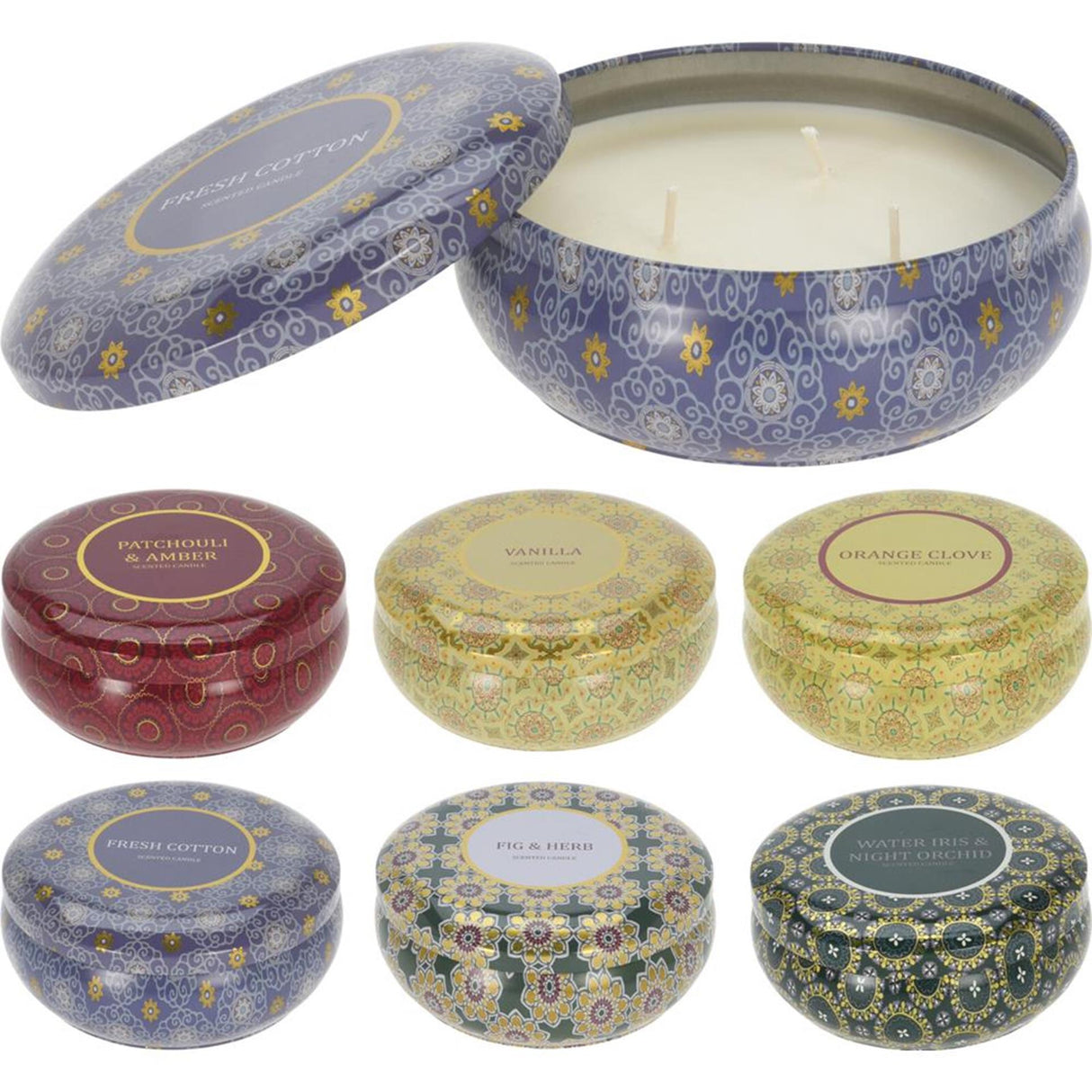 Home styling geurkaars in blik 13,5x10,9cm