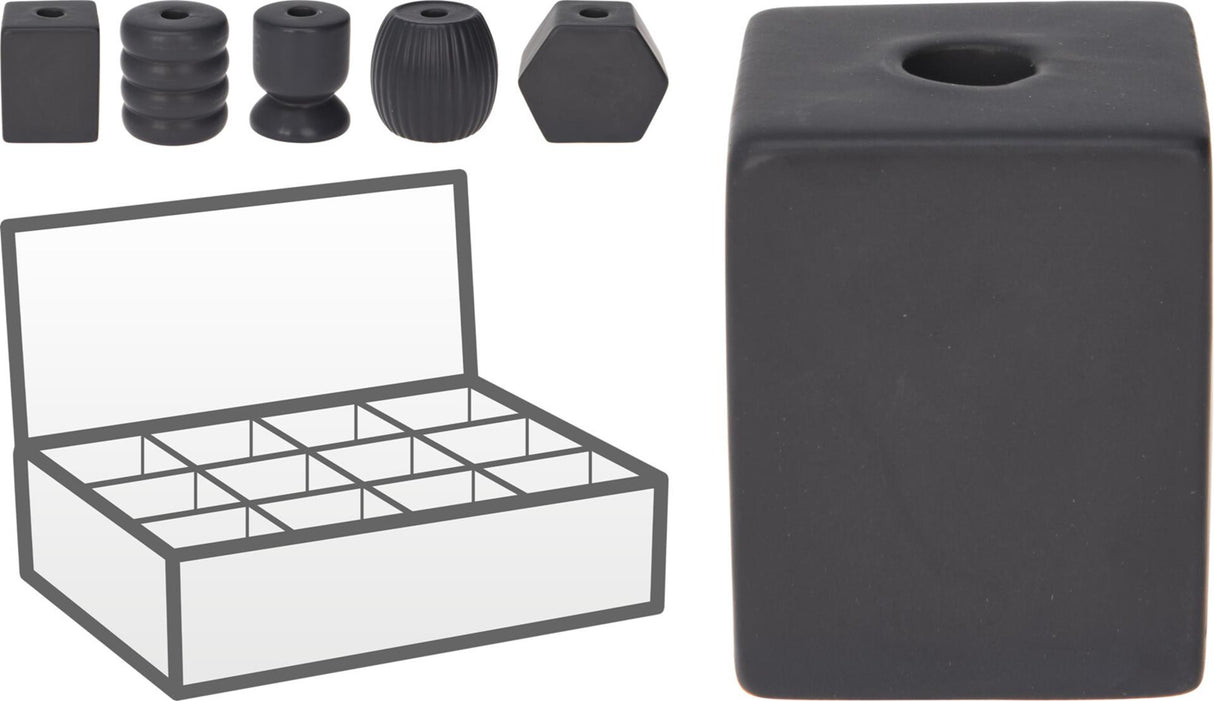 Home styling kandelaar zwart 5cm voor minikaarsjes