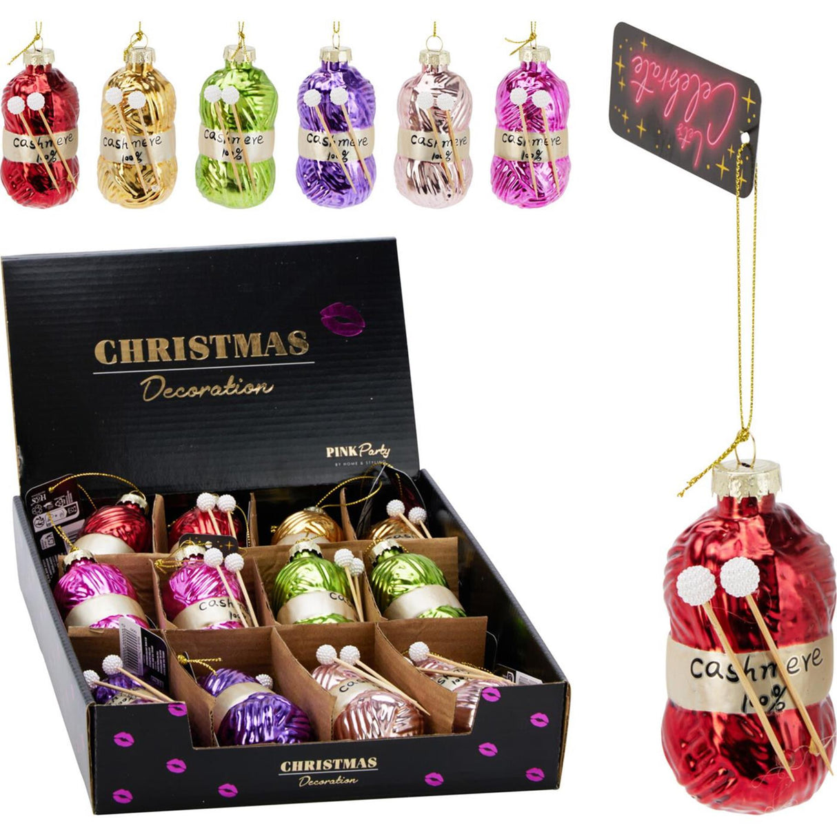 Hanger bolletje wol 9cm display a 12st