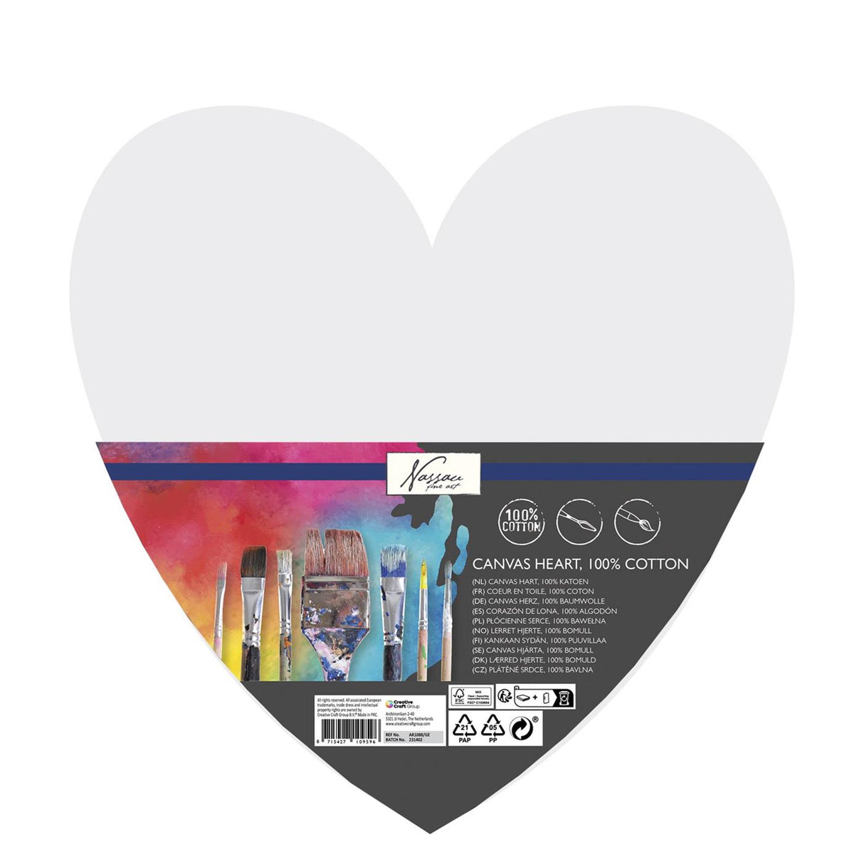 Grafix nassau lienzo corazón 100% algodón 29cm