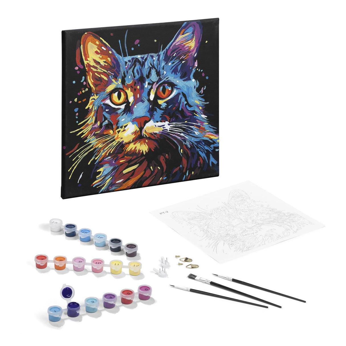 Nassau Paint by Number black canvas cat, 30x30cm
