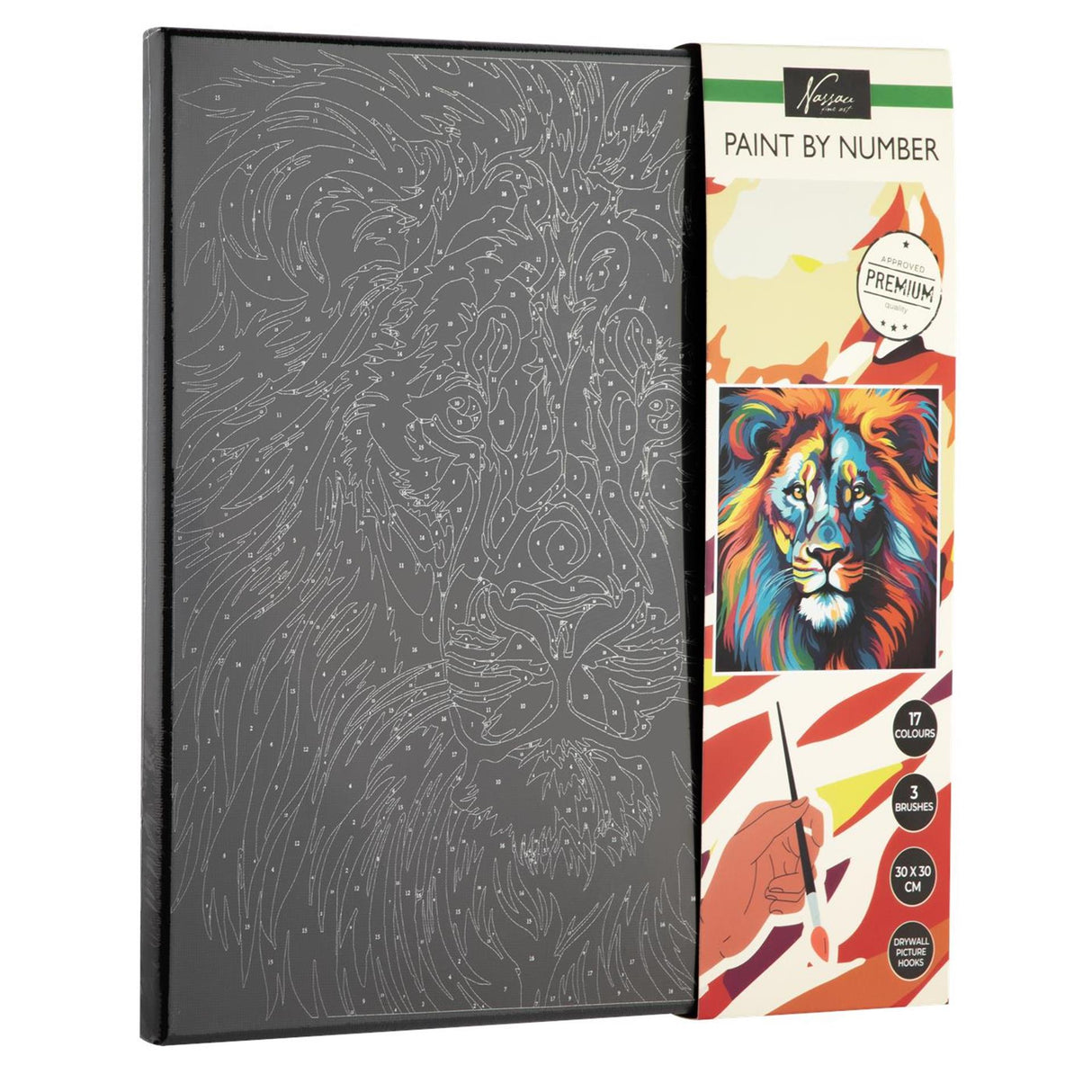 Painting by number luxury black canvas lion 30x30