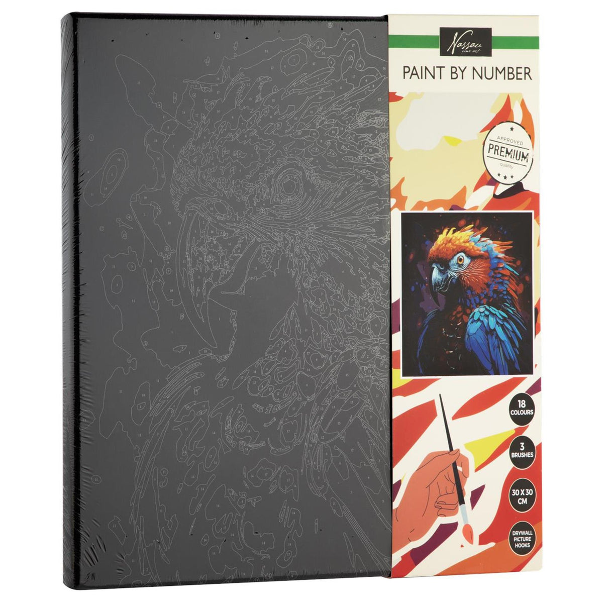 Skupinsko ustvarjalno slikanje po številkah papiga 30x30cm