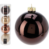 Kerstballen in koker amber mix 4st ø10cm