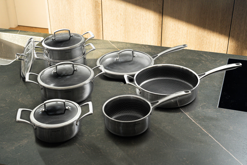ARBAER IN INDUZIONE DEL SET PAN DI 12 PIECE CON CAPIONE ANTI-STICK