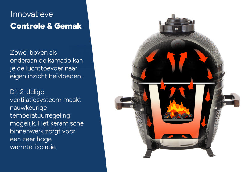 Arbaer Kamado Medium Ø 16 Zoll mam Frame Keramik schwaarz