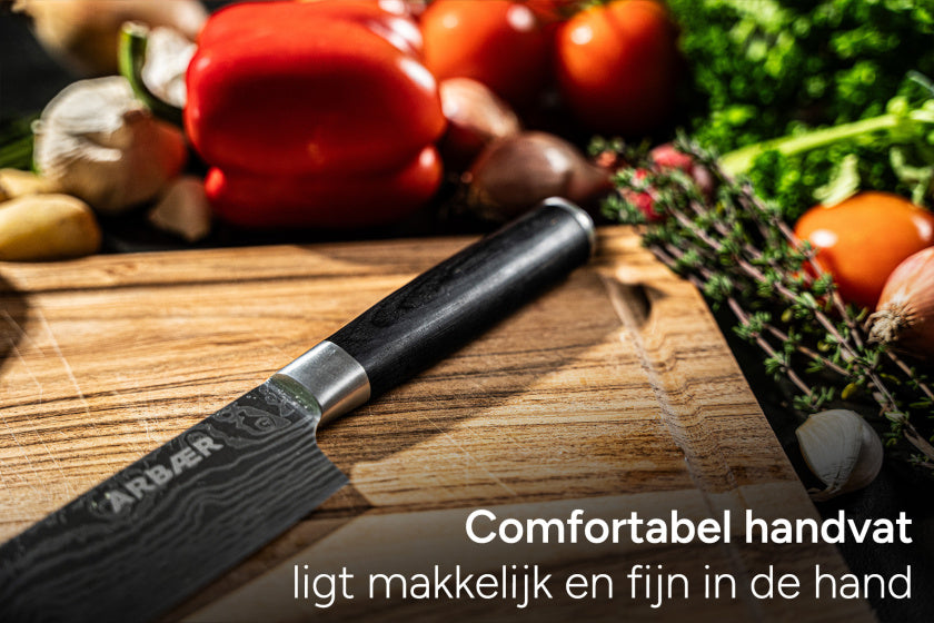 Arbaer messenset 3-delig japanse damascus print pakka houten handvat