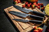 Arbaer Knife Set 3-stycken japansk Damascus Print Packa Trähandtag