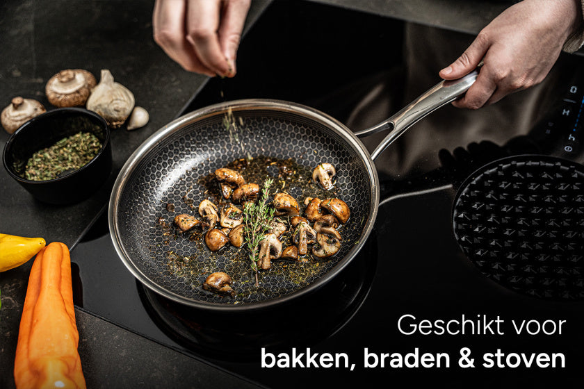Arbaer frying pan induction Ø 28 cm with honeycomb anti-stick coating with lid