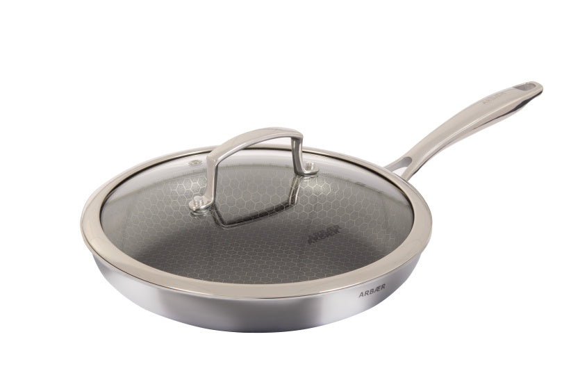 Arbaer koekenpan inductie ø 28 cm met honingraat anti-aanbaklaag met deksel