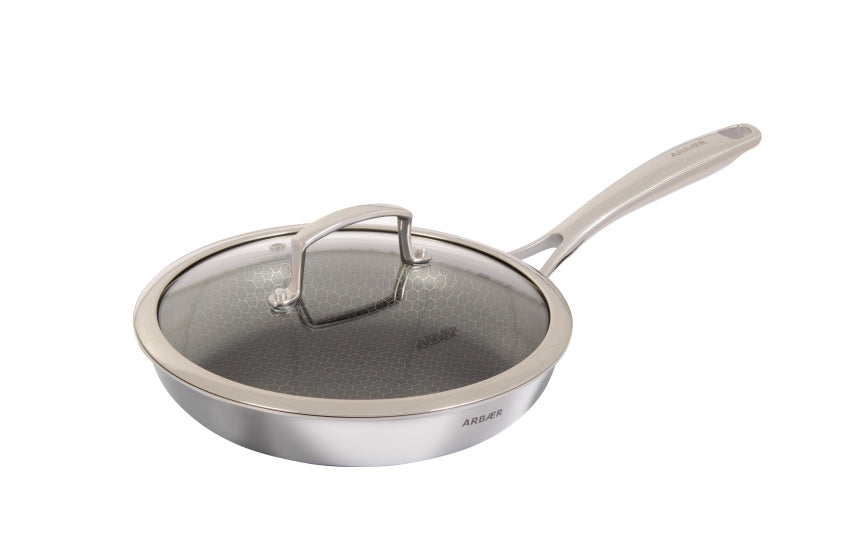Arbaer Frying pan Induction Ø 24 cm with honeycomb anti-stick coating with lid