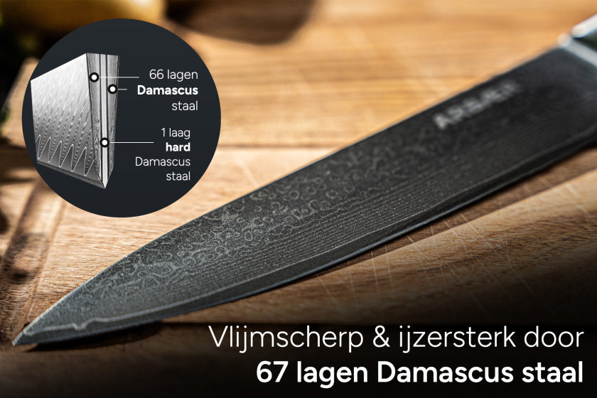 Arbaer Chef's Knife 18 cm japonski santoku lemmet Damask jeklo ročaj g10