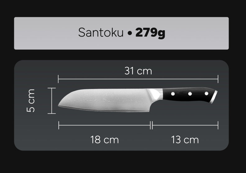 ARBAER Chef's Knife 18 cm giapponese Santoku Lemmet Damasco Steel G10 Hands