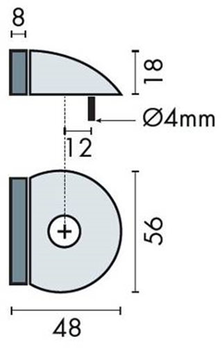 Odbojnik do drzwi ze stali nierdzewnej Assa abloy | Odbojnik do drzwi na piętrze w kształcie półksiężyca | ø56x48x18mm | guma 8mm | długość: 48 mm - p000238189-001-001