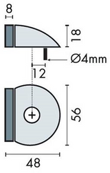 Odbojnik do drzwi ze stali nierdzewnej Assa abloy | Odbojnik do drzwi na piętrze w kształcie półksiężyca | ø56x48x18mm | guma 8mm | długość: 48 mm - p000238189-001-001
