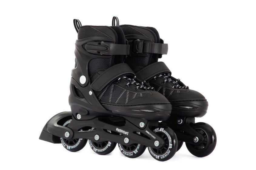 Aventuri verstelbare inline skates semi-softboot zwart maat 30-33 (s)