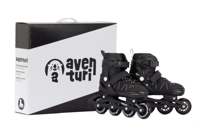 Patins à roues alignées réglables Aventuri, bottes semi-souples, noires, taille 30-33 (s)