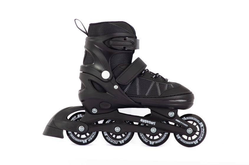 Aventuri verstelbare inline skates semi-softboot zwart maat 30-33 (s)
