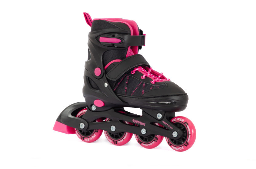Aventuri verstelbare inline skates semi-softboot zwart roze maat 34-37 (m)