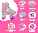 Aventuri adjustable roller skates with slightly pink glitter size 27-30 (XS)