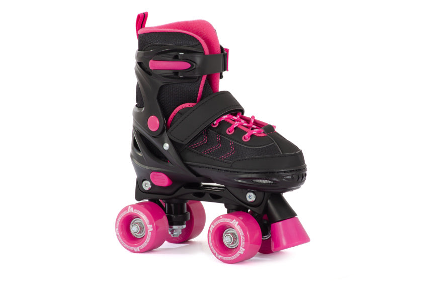 Aventuri verstelbare rolschaatsen semi-softboot zwart roze maat 27-30 (xs)