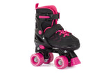 Aventuri verstelbare rolschaatsen semi-softboot zwart roze maat 27-30 (xs)