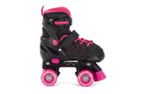 Aventuri verstelbare rolschaatsen semi-softboot zwart roze maat 27-30 (xs)