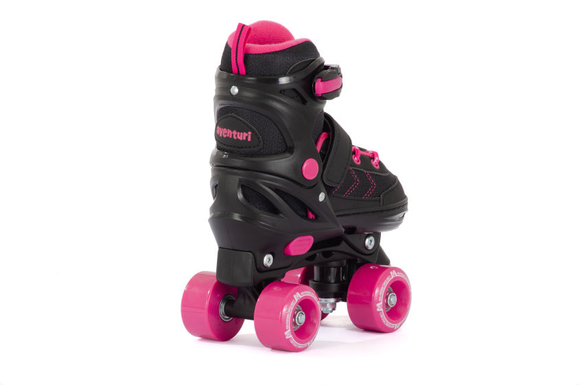 Aventuri verstelbare rolschaatsen semi-softboot zwart roze maat 27-30 (xs)