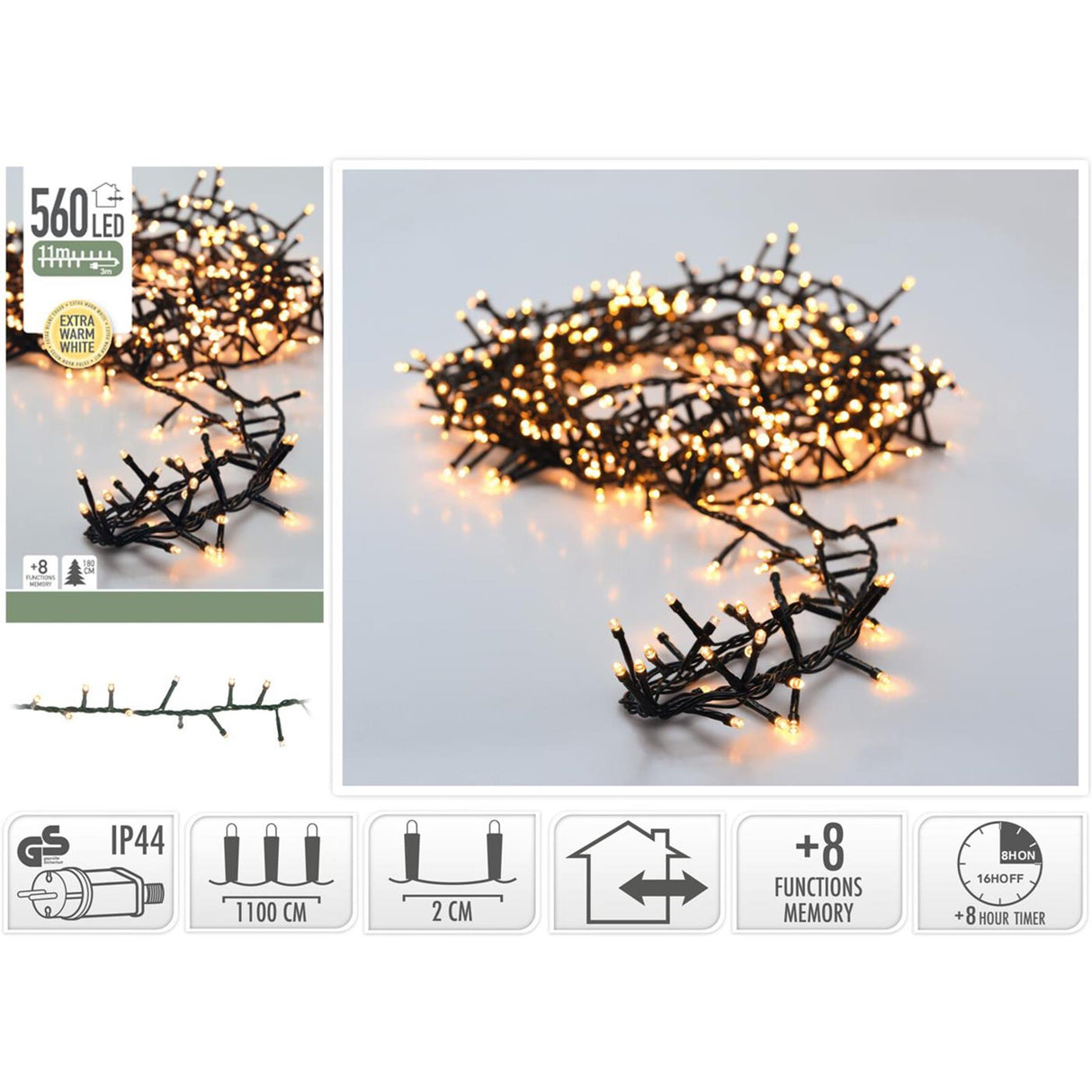 Julebelysning mikrocluster 560led 11m
