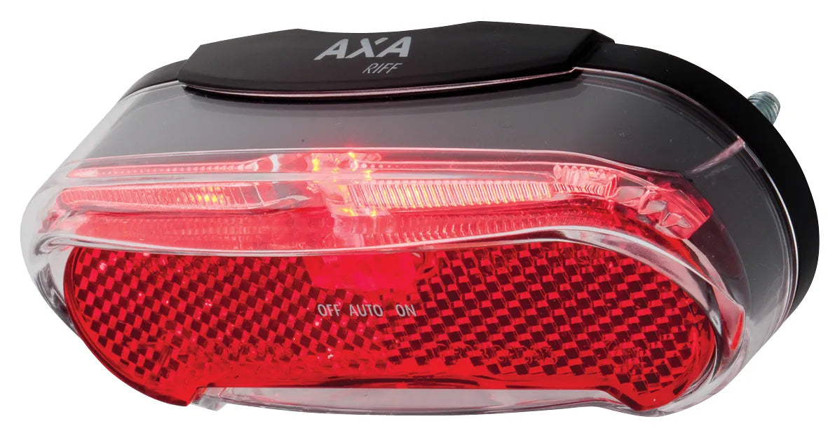 Bateria AXA Riff - Luz traseira de bicicleta - Luz LED de bicicleta com bateria - Sistema de ligar e desligar automaticamente - 50-80 mm - Vermelho