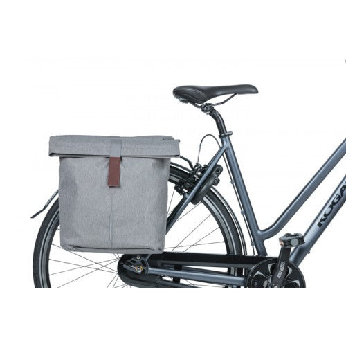 Basilikum City Doppelfahrradbeutel grau, wasserabweisend, geeignet für E-Bikes, Reflective, 28-32L