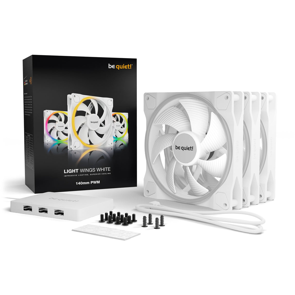 Bodi tiho! Svetlo bel 140 mm trojni paket PWM