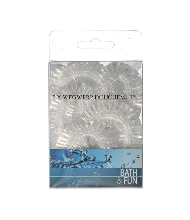 Bath fun shower caps disposable 5 pieces transparent