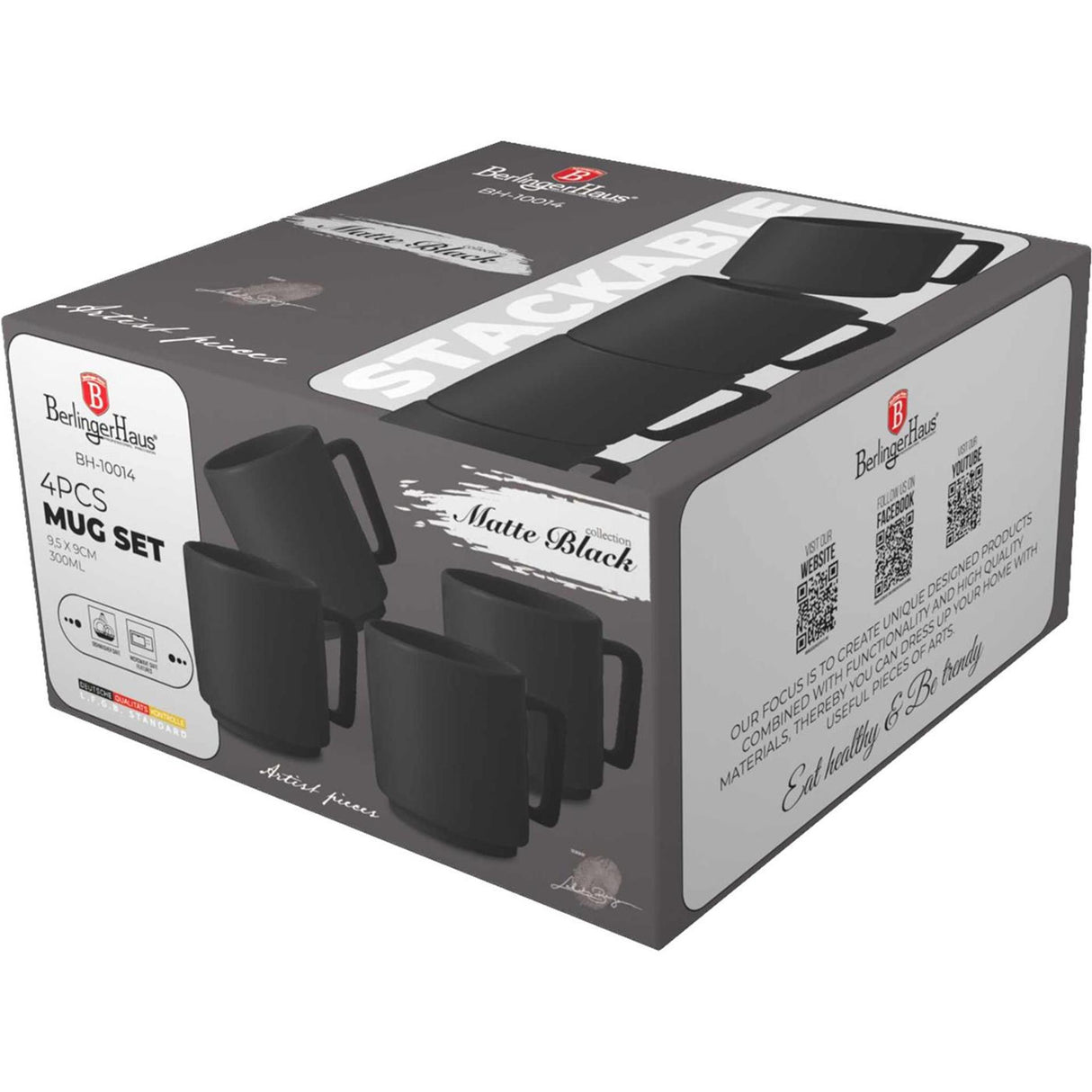 Berlingerhaus mokset 4-delig mat zwart