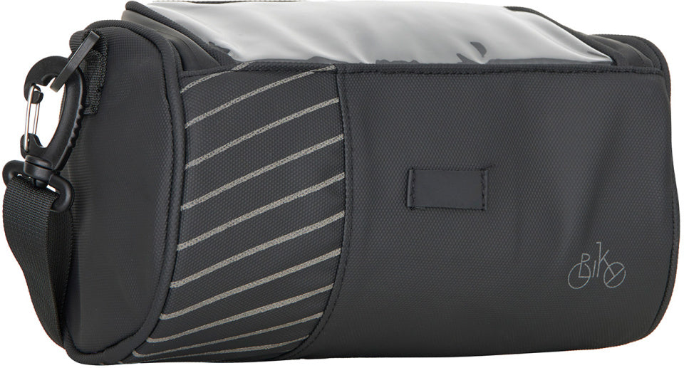 Kerékpáros kavicsos vízlepergető kormánytáska vállpánttal 4,7l fekete