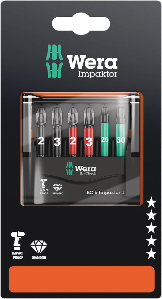 WERA BIT-CHECK 6 Impaktor 1 SB, 1 4, 6-díl