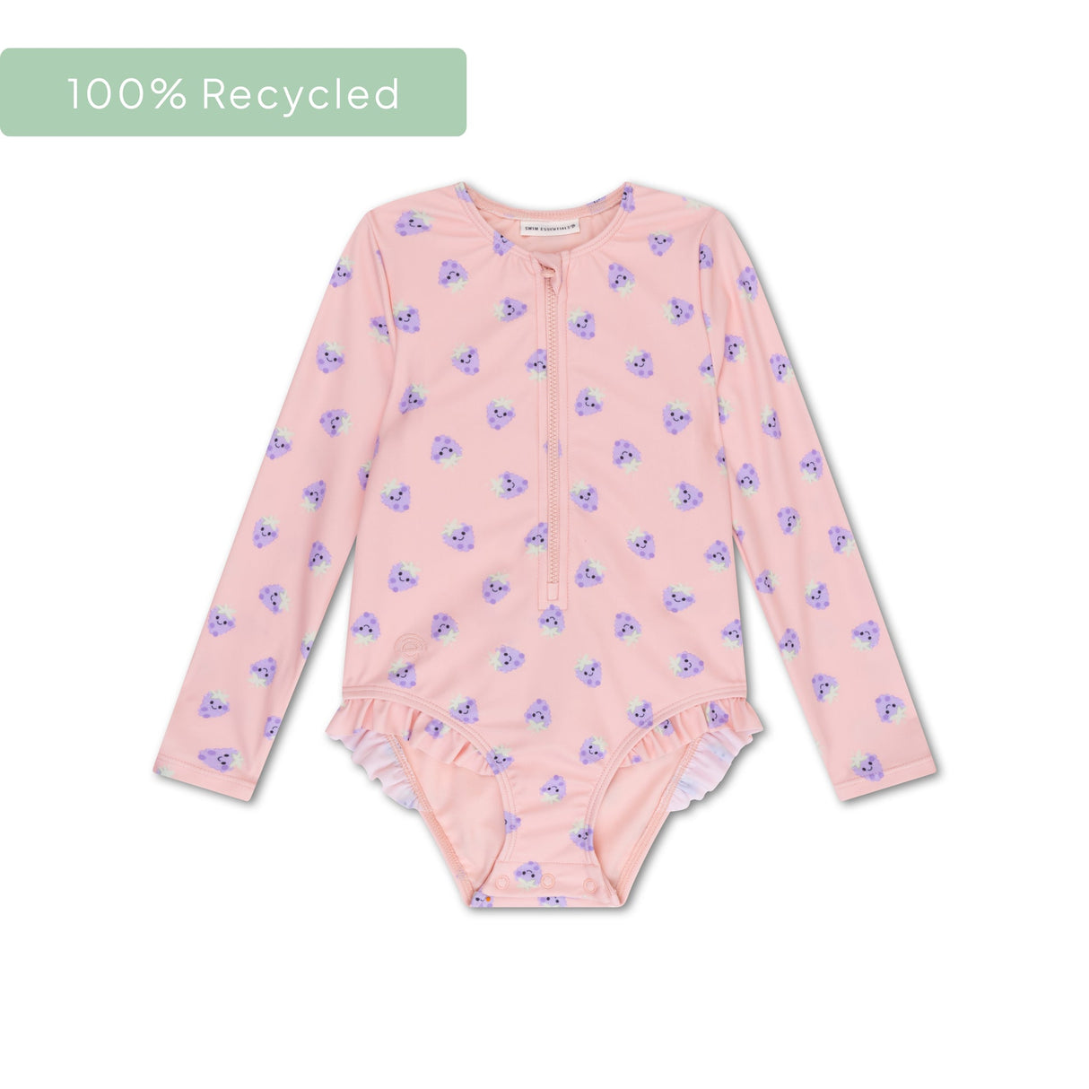 Blackberry | Beige lila Mädchen UV Badeanzug mit langen Ärmeln